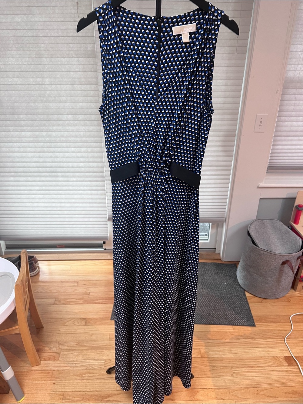 MICHAEL Michael Kors Navy and White Printed Sleeveless Maxi Dress